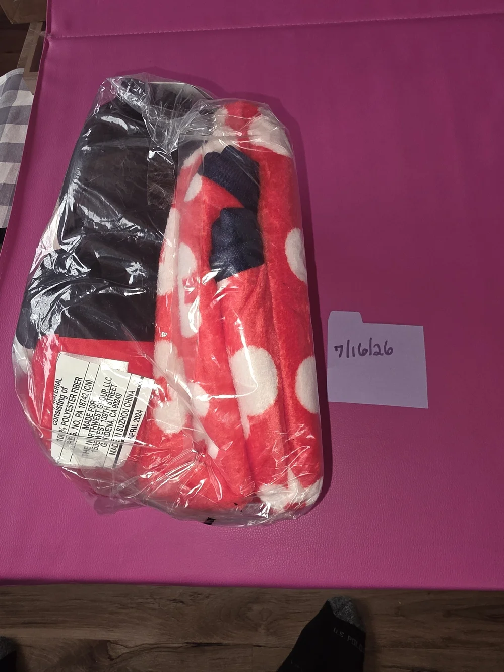 Mickey Mouse Plush Pillow And Blanket- Red & Black